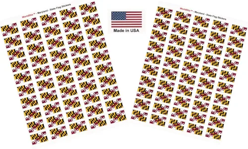 Miniatura 38 de 100 calcomanías de la bandera de Alaska; 1.5" x 1" hechas en Estados Unidos, calcomanías autoadhesivas de la bandera del estado para álbumes