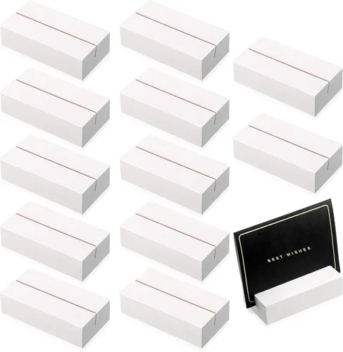 Miniatura 8 de 12 portatarjetas de madera para colocar tarjetas de madera para letreros de mesa, soporte para tarjetas de identificación para decoración de eventos