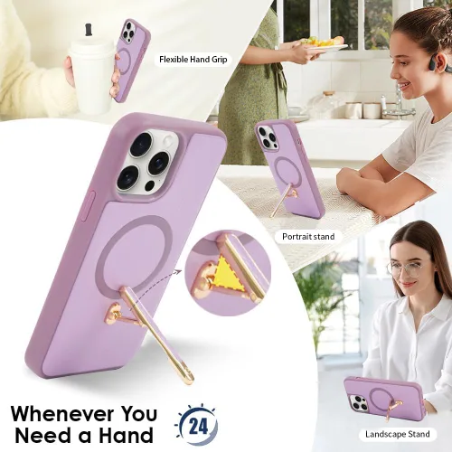 Miniatura 3 de CUSTYPE Funda para iPhone 13 Pro Max de 6.7 pulgadas con soporte, funda de cuero delgada con soporte de 2 vías, compatible con MagSafe, funda
