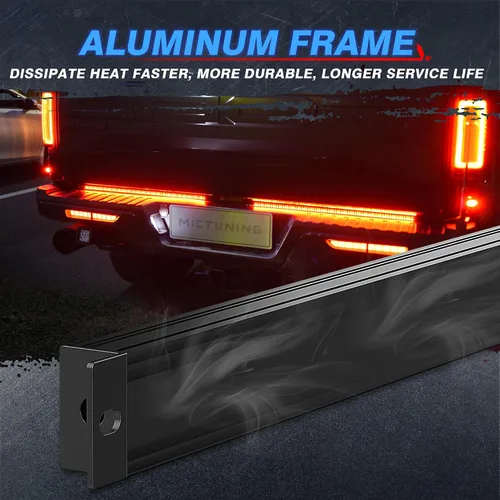 Miniatura 5 de MICTUNING Barra de Luz Triple para Portón Trasero Impermeable Plug-and-Play Marco de Aluminio con Conector Plano de 4 Vías - Señal de Giro