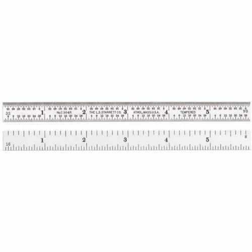 Miniatura 12 de Starrett Regla de acero totalmente flexible con acabado cromado satinado, lectura rápida y graduación en pulgadas, graduación 3R, 6 pulgadas