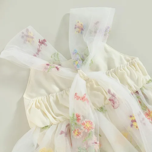 Miniatura 80 de Mameluco para bebés y niñas de 3, 6, 9, 12, 18 meses, enterizo de manga corta, fruncido, faldas y dobladillo, diadema