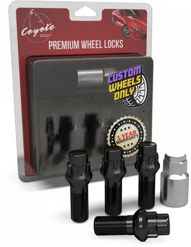 Miniatura 9 de Wheel Accessories Parts 4 cerraduras + llave M12 x 1.25 12 x 1.25 rosca Bellota para asiento con cerradura de perno de asiento con acabado negro