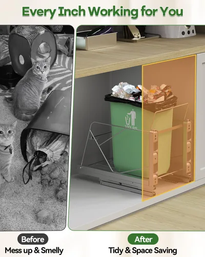 Miniatura 3 de Bote de basura extraíble para debajo del gabinete, montaje en puerta y tirador de doble modo, portabasuras extraíble, kit de elevación debajo