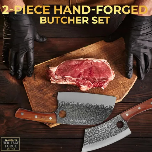 Miniatura 6 de SliceElite 2PCS Juego de Cuchillos de Chef Forjados a Mano Cuchillos Serbios y de Carnicero para Cortar Carne y Vegetales Cuchillo de Cocina