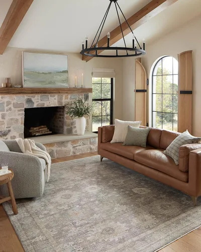 Loloi Magnolia Home de Joanna Gaines Millie Collection MIE-05 Piedra/Natural 2 pies y 7 pulgadas x 12 pies, 0.25 pulgadas de altura de la pila,