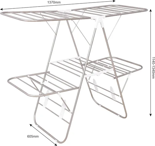 Miniatura 5 de EZHOME YLT-0501 - Estante grande plegable para lavandería, resistente, plegable, ahorro de espacio, almacenamiento de acero inoxidable