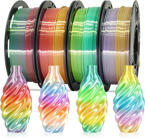 Miniatura 12 de MIKA3D 6 carretes de filamento para impresora 3D bicolor de 1.75mm, paquete de filamento de seda PLA, seda