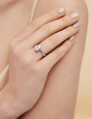 Miniatura 4 de EAMTI Anillos de compromiso de plata de ley 925 de 2 quilates, corte de pera, circonita cúbica, anillos de compromiso de boda para ella