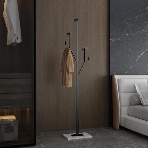 JIAYUEJU Perchero de Pie Resistente de Metal en Forma de Árbol Independiente con Base de Mármol Sólida, Perchero de Esquina para Dormitorio, Negro