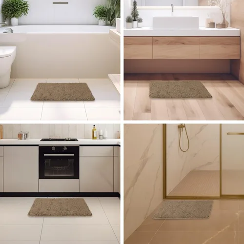 Miniatura 373 de Alfombra de baño pequeña de 12 x 18 pulgadas, lavable y absorbente, antideslizante, alfombra de baño de felpilla gruesa y suave para baño, ducha
