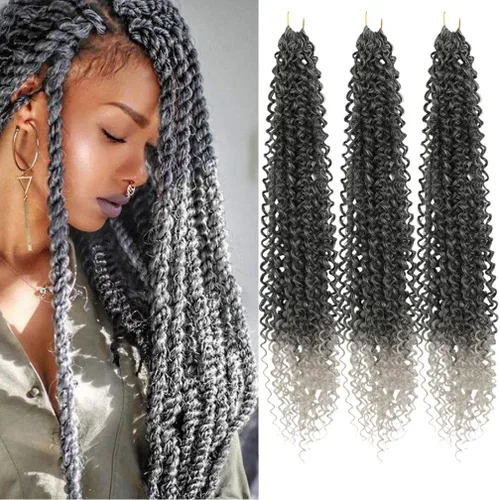 Miniatura 36 de Pelo de ganchillo Ocean Wave de 30 pulgadas, 3 paquetes de cabello trenzado de onda profunda, cabello rizado profundo con ganchillo para mujeres