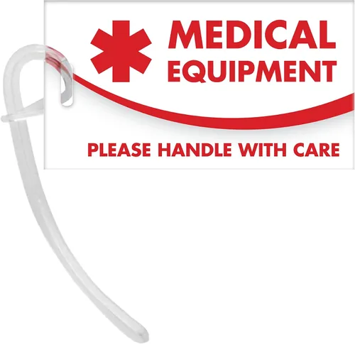 Etiquetas de equipaje de identificación de equipo médico Blanco y rojo Alerta médica Dispositivos respiratorios de mano Suministros de viaje