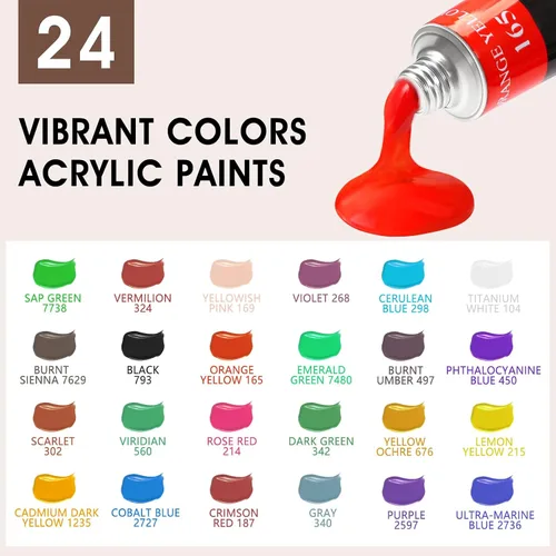 Miniatura 8 de ESRICH Juego de 40 piezas de pintura acrílica, kit de suministros de pintura artística con 24 pinturas, 2 paneles de lienzo, 10 pinceles, caballete