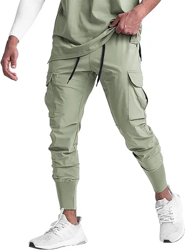 MECH-ENG Pantalones deportivos cónicos para hombre de secado rápido pantalones de entrenamiento tipo cargo pantalones de correr ajustados con