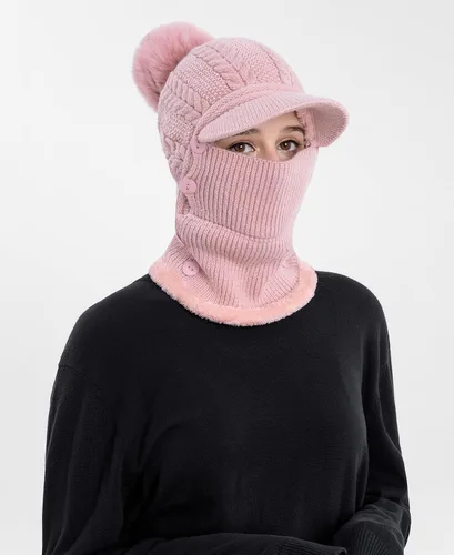 Miniatura 53 de HUAMULAN Gorro de invierno de una pieza para mujer, pasamontañas de forro polar, pasamontañas, máscara facial, bufanda, orejeras, esquí, nieve