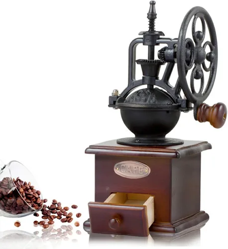 Miniatura 8 de Molinillo de café manual de la mano del estilo de la vendimia, molinillo de café manual con la manija, molino de rodillos Portable Manual Conical