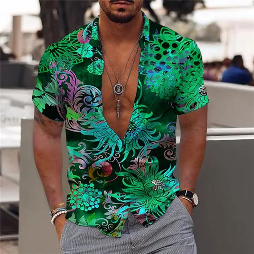 Miniatura 2 de Camisa hawaiana de manga corta para hombre, estampado tropical, casual, con botones