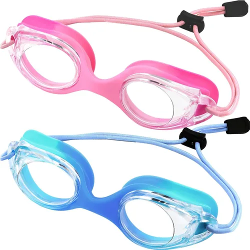 Miniatura 12 de Vvinca Gafas de natación para niños con correa elástica, sin fugas, antivaho, gafas para niños pequeños con ajuste rápido, edades 3-14 02-rosa