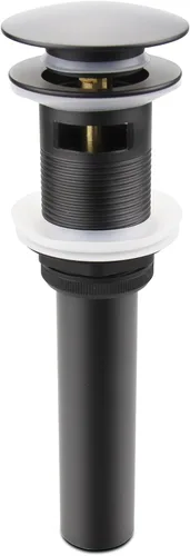 Desagüe de Fregadero de Tocador de Baño, Tapón de Desagüe Emergente con Rebosadero, Negro