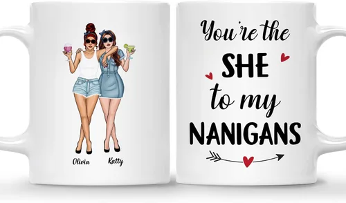 Miniatura 10 de Gossby Taza de café personalizada para mejores amigas, regalo personalizado para mujeres con nombre, cumpleaños, Navidad, regalo de taza de larga