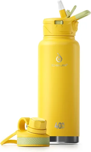 Miniatura 44 de IDEUS Botella de agua aislada de 12 onzas, botella de agua aislada de acero inoxidable para la escuela, botellas aisladas con pajitas a prueba