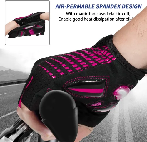 Miniatura 5 de BIKINGMOREOK Guantes de ciclismo para hombres y mujeres, guantes de bicicleta transpirables, almohadillas de gel de 0.197 pulgadas, guantes