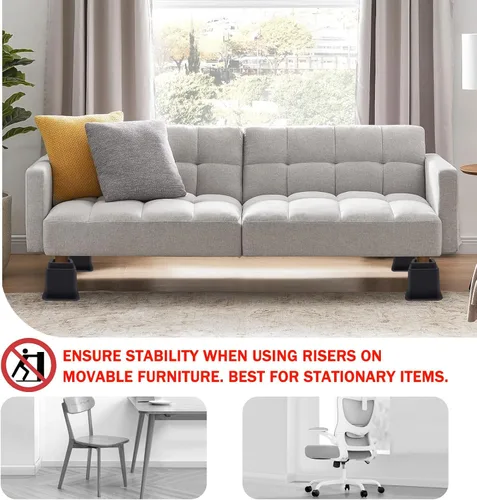 Miniatura 4 de ANNKUT Elevadores de cama de 10 pulgadas resistentes, elevación en alturas de 1,2,3,4,5,6,7,8,9,10 pulgadas, elevadores de muebles ajustables
