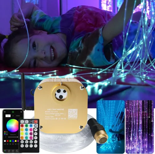 Miniatura 10 de AKEPO Luces sensoriales de fibra óptica para sala sensorial de autismo para niños, 10 W RGBW parpadeo+respuesta musical+control de aplicación