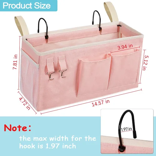 Miniatura 3 de Loghot Organizador Colgante de Mesita de Noche/Bolsa de Almacenamiento de Mesita de Noche para Literas y Camas de Hospital, Rieles de Cama
