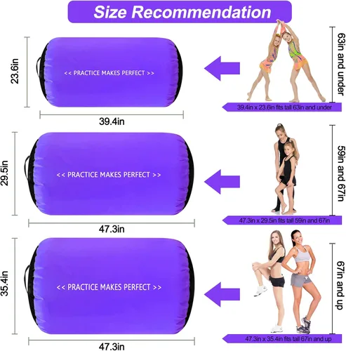 Miniatura 4 de VOFiTNY - Esterilla inflable de gimnasia con pista de caídas y barril de aire octogonal con bomba para uso doméstico/gimnasio Negro/Violeta