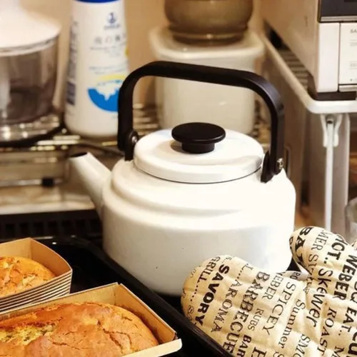 Miniatura 5 de LIOONS Hervidor de té de grado alimenticio, tetera de esmalte creativa, hervidor de fuego directo para el hogar, gran capacidad con asa, tetera de 2
