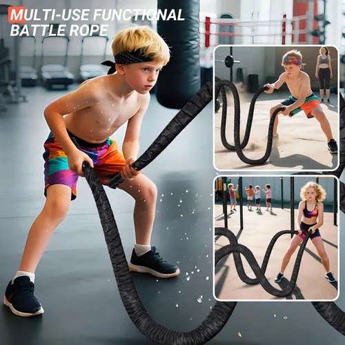 Miniatura 7 de Cuerda de batalla de 1/1.26/1.5/2 pulgadas de diámetro, rosa de 30 pies/40 pies/50 pies, cuerdas de entrenamiento de ejercicio para gimnasio
