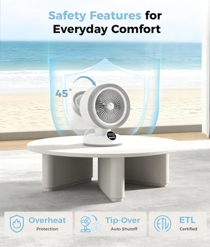 Miniatura 7 de Combo de calentador y ventilador para uso en interiores, ventilador portátil 2 en 1 de calefacción y refrigeración de escritorio de 1500 W
