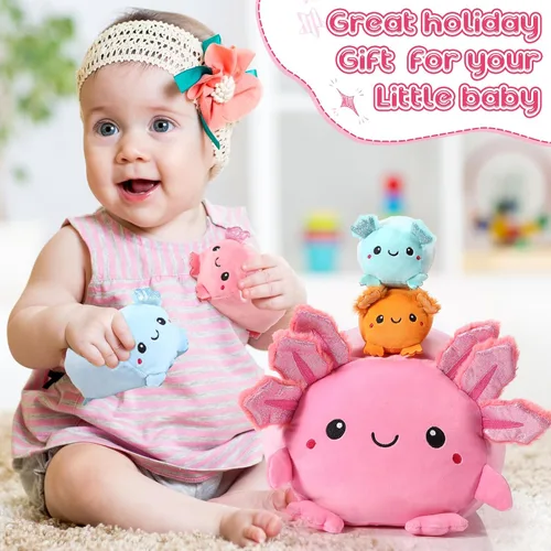 Miniatura 5 de Aoriher 5 piezas Kawaii Axolotl de peluche lindo de 14 pulgadas mamá axolote con 4.72 pulgadas mini almohada de peluche para adultos, regalo