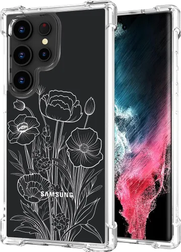 Miniatura 131 de Hungo Funda compatible con Samsung Galaxy S23 con diseño floral y bonito diseño transparente, femenino para mujeres y niñas, con hermoso clavel