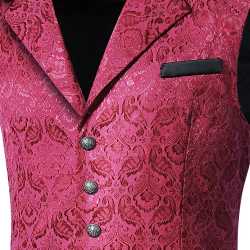 Miniatura 5 de chmakmt Chaleco victoriano steampunk gótico estampado de cachemir con cuello en V y cuello en V para hombre