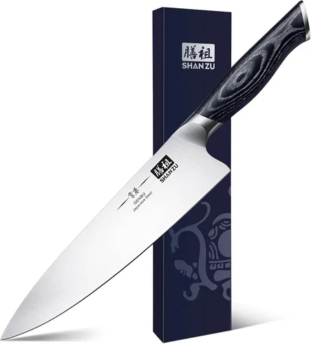 Miniatura 8 de SHAN ZU Cuchillo de Chef de 7 Pulgadas, Cuchillo Cortador de Carne Afilado Picador de Verduras Cuchillo de Cocina Profesional Japonés de Acero