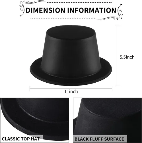 Miniatura 3 de SATINIOR Paquete de 12 sombreros de plástico negro a granel para mujeres, disfraz de mago para hombres, suministros de fiesta de cumpleaños retro