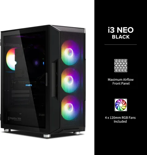 Miniatura 2 de Zalman i3 NEO Carcasa de PC ATX de Torre Media, 4 ventiladores RGB fijos preinstalados para alto rendimiento de flujo de aire, puerta oscilante