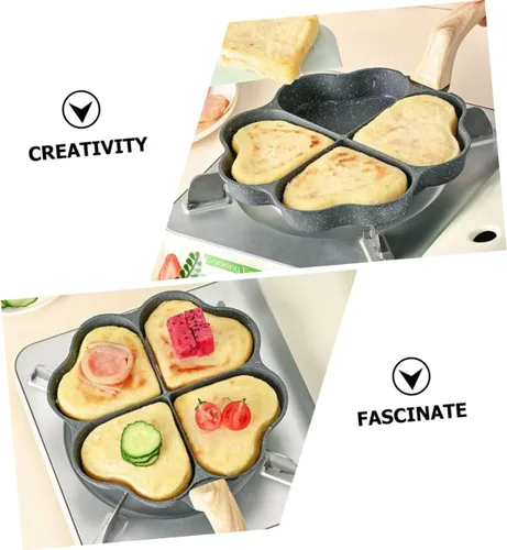 Miniatura 3 de Angoily Sartén reutilizable con forma de corazón para panqueques resistente al desgaste, sartén antiadherente para uso diario para desayuno