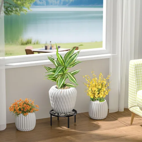 Miniatura 8 de Soporte para plantas de 7.9 pulgadas, 1 PIC, soporte para macetas de metal, para interiores, alto, 3.5 pulgadas, estante elevador de plantas