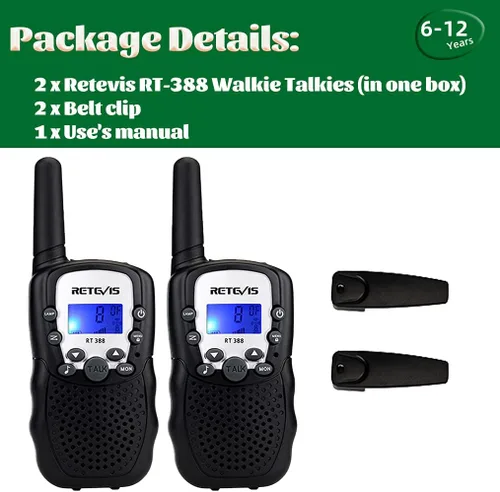Miniatura 8 de Retevis RT388 Walkie Talkies para niños, juguetes Walkie Talkie para niños de 6 a 12 años, juguetes para niños, regalos para viajes al aire libre
