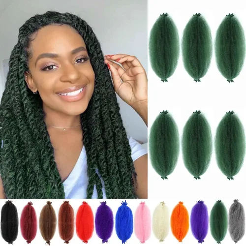 Miniatura 51 de Cabello afro trenzado elástico color marrón claro de 16 pulgadas, paquete de 3 T27, cabello afro preesponjado y trenzado elástico, cabello afro
