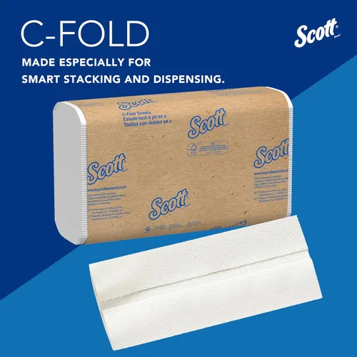 Miniatura 7 de Zama Scott toallas de papel C-Fold para dispensador, Kimberly-Clark cuidado de la salud SKU 1510, blanco, 10.125 x 13.15 pulgadas., Blanco, 2400