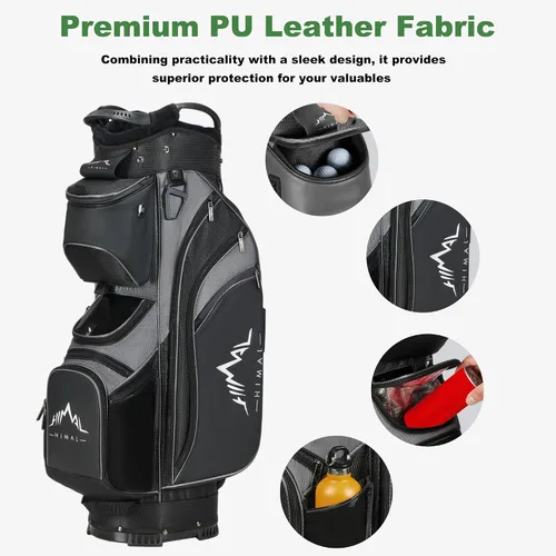Miniatura 7 de UNIHIMAL Bolsa de carrito de golf de 14 vías con divisor de longitud completa, bolsa de golf de piel sintética de alta calidad con parte superior