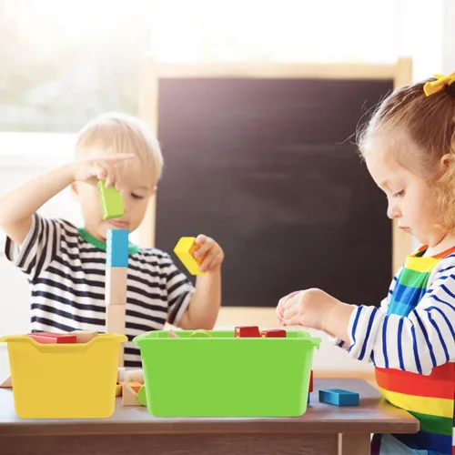 Miniatura 4 de Nsmykhg Contenedores de almacenamiento, paquete de 6 cubos pequeños apilables de plástico multiusos, colores mixtos