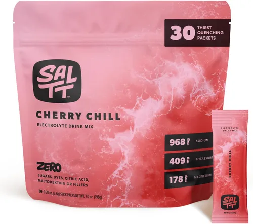 SALTT Electrolytes Polvo Mezcla de Bebida Saborizada - Cherry Chill - 30 Paquetes de Hidratación - Magnesio, Potasio, Sodio, Oligoelementos - Sin
