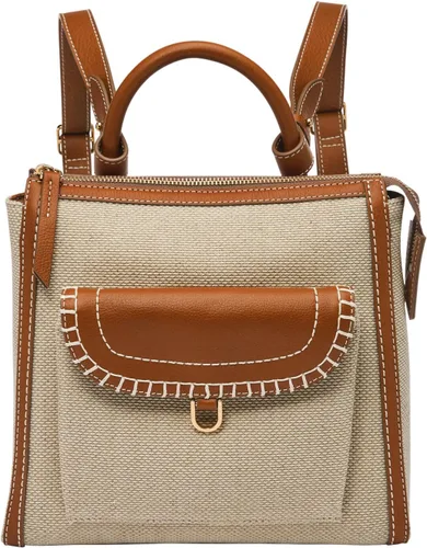 Fossil Bolso tipo mochila convertible de cuero Parker para mujer, SillínBloque de color natural