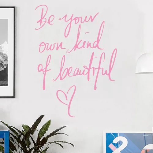 Miniatura 2 de Be Your Own Kind of Beautiful Calcomanías de pared de vinilo con refranes de arte rosa, calcomanías de pared para niñas, mujeres, dormitorio, sala